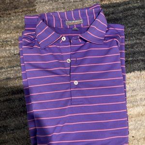 Purple with Pink Striped Peter Millar Golf Shirt